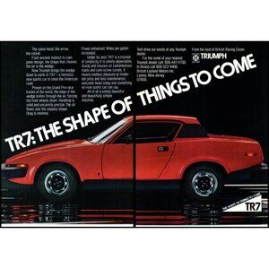 1975 Triumph TR-7 2 Door Roadster Sports Car 2 Page Vintage Print Ad Wall Art